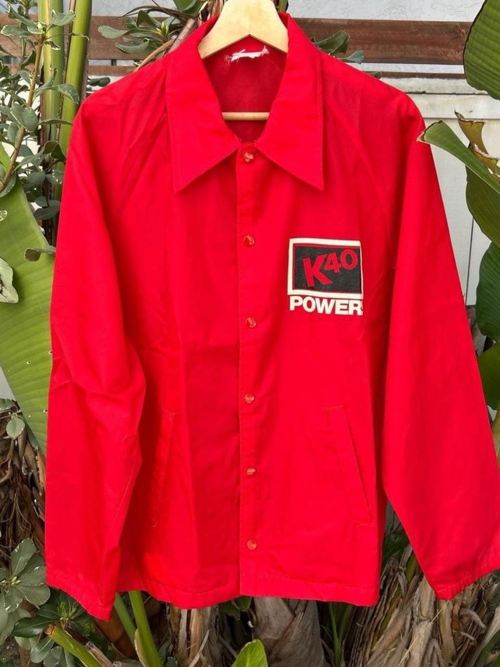 Vintage 1970s K40 Power Ebert Sportswear Red Nylon Coach Jacket XL